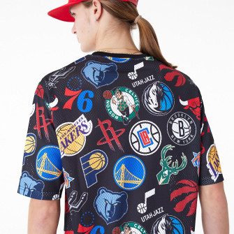 New Era NBA All Over Print Mesh Oversized T-Shirt ''Black''