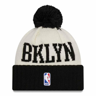 New Era NBA Draft Brooklyn Nets Bobble Beanie Hat ''Cream/Black''