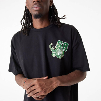 New Era NBA Milwaukee Bucks Arch Wordmark Oversized T-Shirt ''Black''